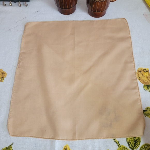Vintage Square Cotton Blend Light Brown Napkins White Set of 4 Neutral - Picture 2 of 8